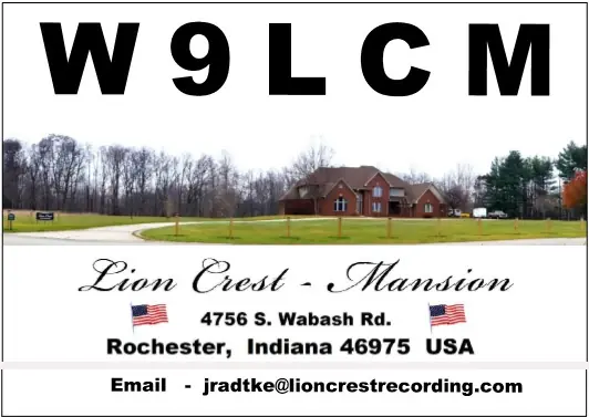 W9LCM QSL Card - Lion Crest Mansion, Rochester Indiana